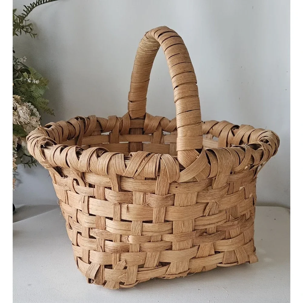 Vtg XL Huge Split Oak GATHERING BASKET Primitive Appalachian